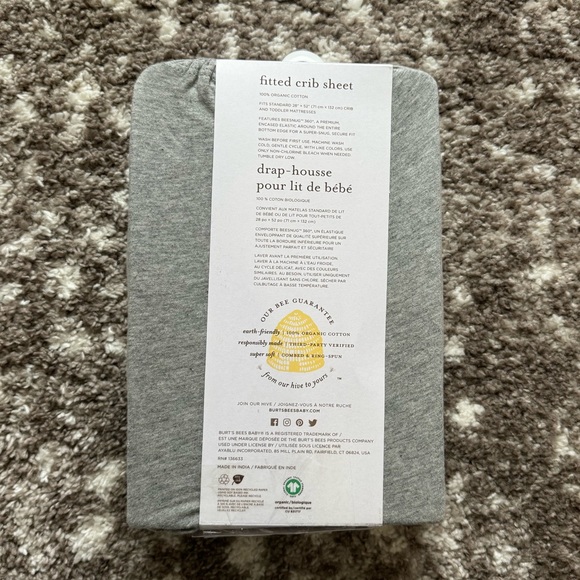 Burt's Bees Baby - Fitted Crib Sheet (Heather Grey) - Picture 2 of 2